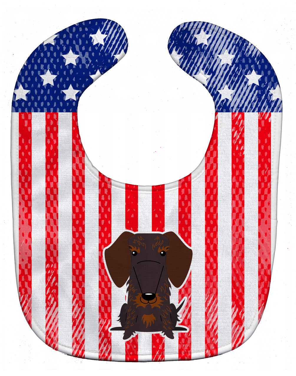 Patriotic USA Wire Haired Dachshund Chocolate Baby Bib BB3124BIB - the-store.com