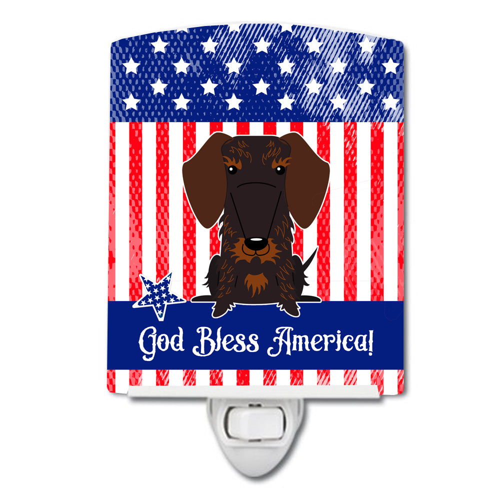 Patriotic USA Wire Haired Dachshund Chocolate Ceramic Night Light BB3124CNL - the-store.com