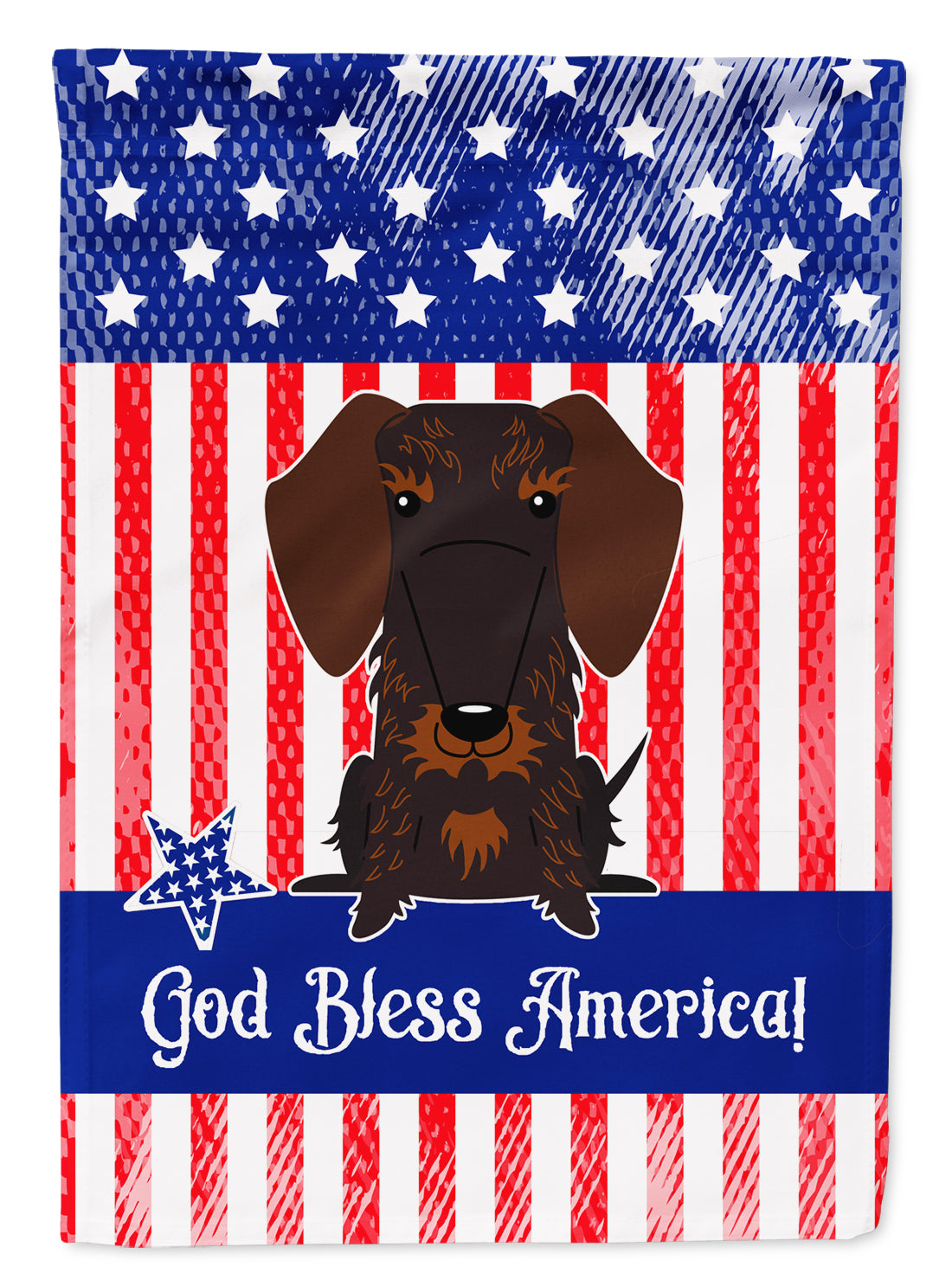 Patriotic USA Wire Haired Dachshund Chocolate Flag Garden Size  the-store.com.