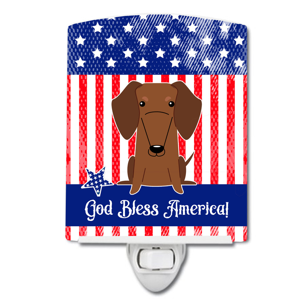 Patriotic USA Dachshund Red Brown Ceramic Night Light BB3125CNL - the-store.com