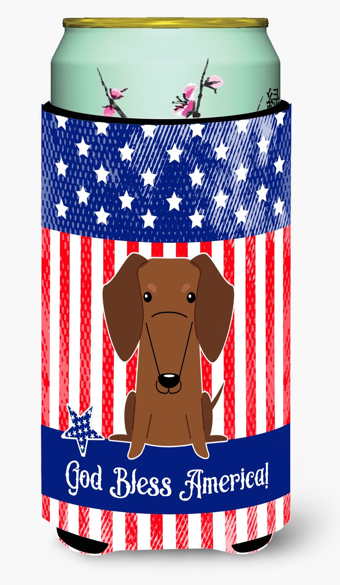 Patriotic USA Dachshund Red Brown Tall Boy Beverage Insulator Hugger by Caroline's Treasures