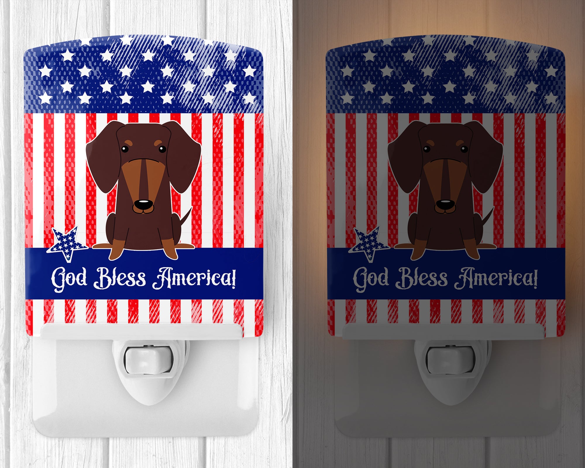 Patriotic USA Dachshund Chocolate Ceramic Night Light BB3126CNL - the-store.com