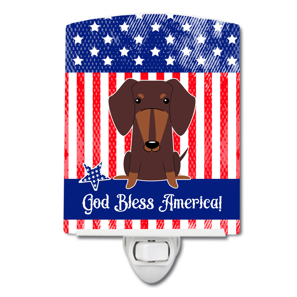 Patriotic USA Dachshund Chocolate Ceramic Night Light BB3126CNL - the-store.com