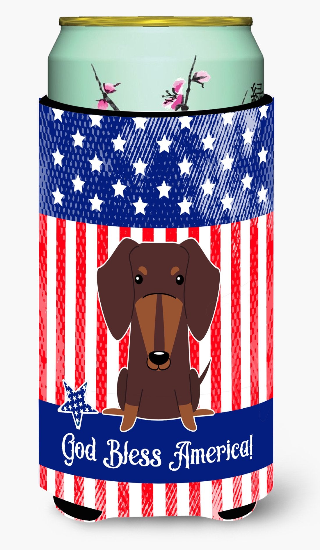 Patriotic USA Dachshund Chocolate Tall Boy Beverage Insulator Hugger by Caroline's Treasures