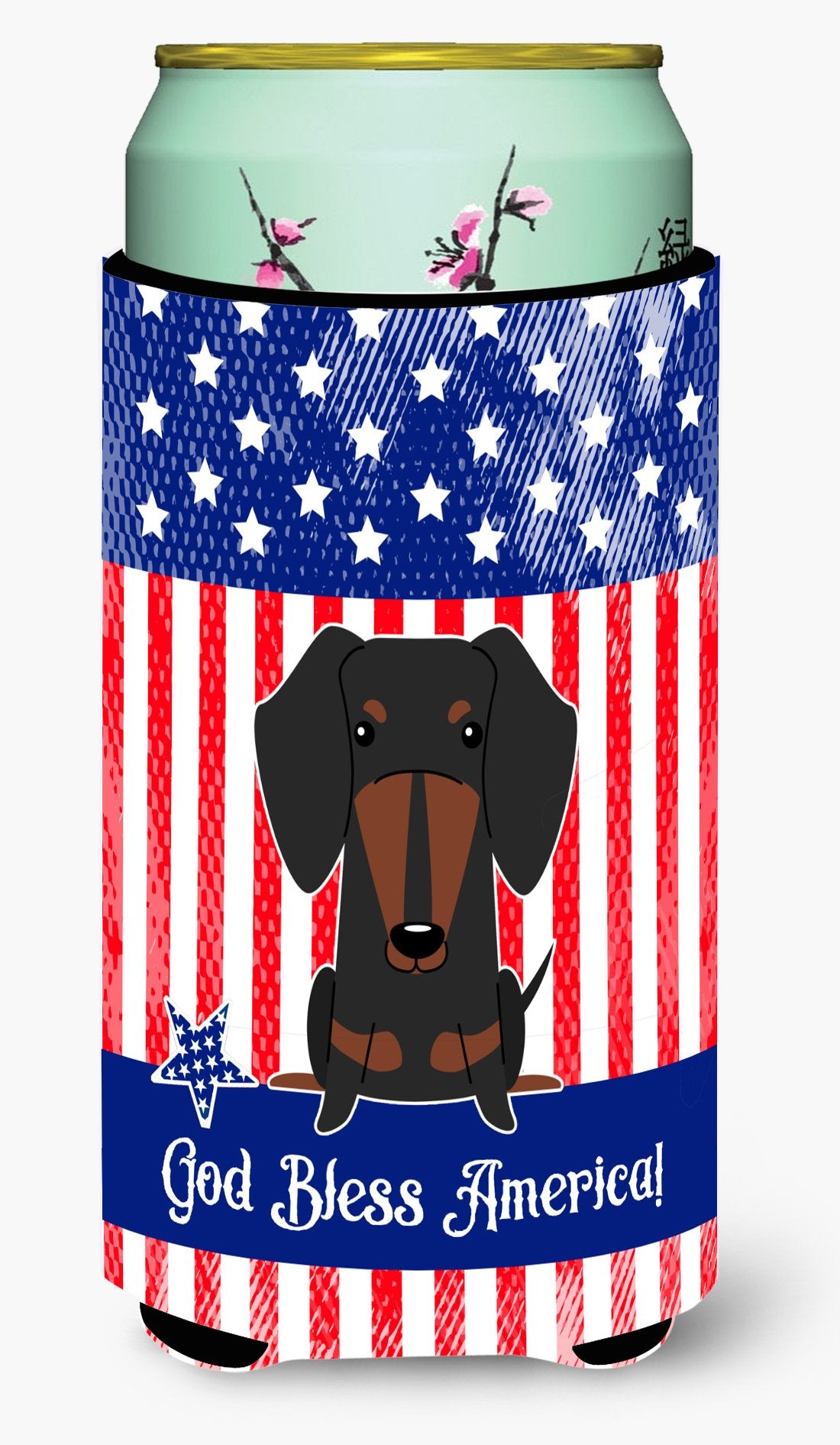 Patriotic USA Dachshund Black Tan Tall Boy Beverage Insulator Hugger by Caroline&#39;s Treasures