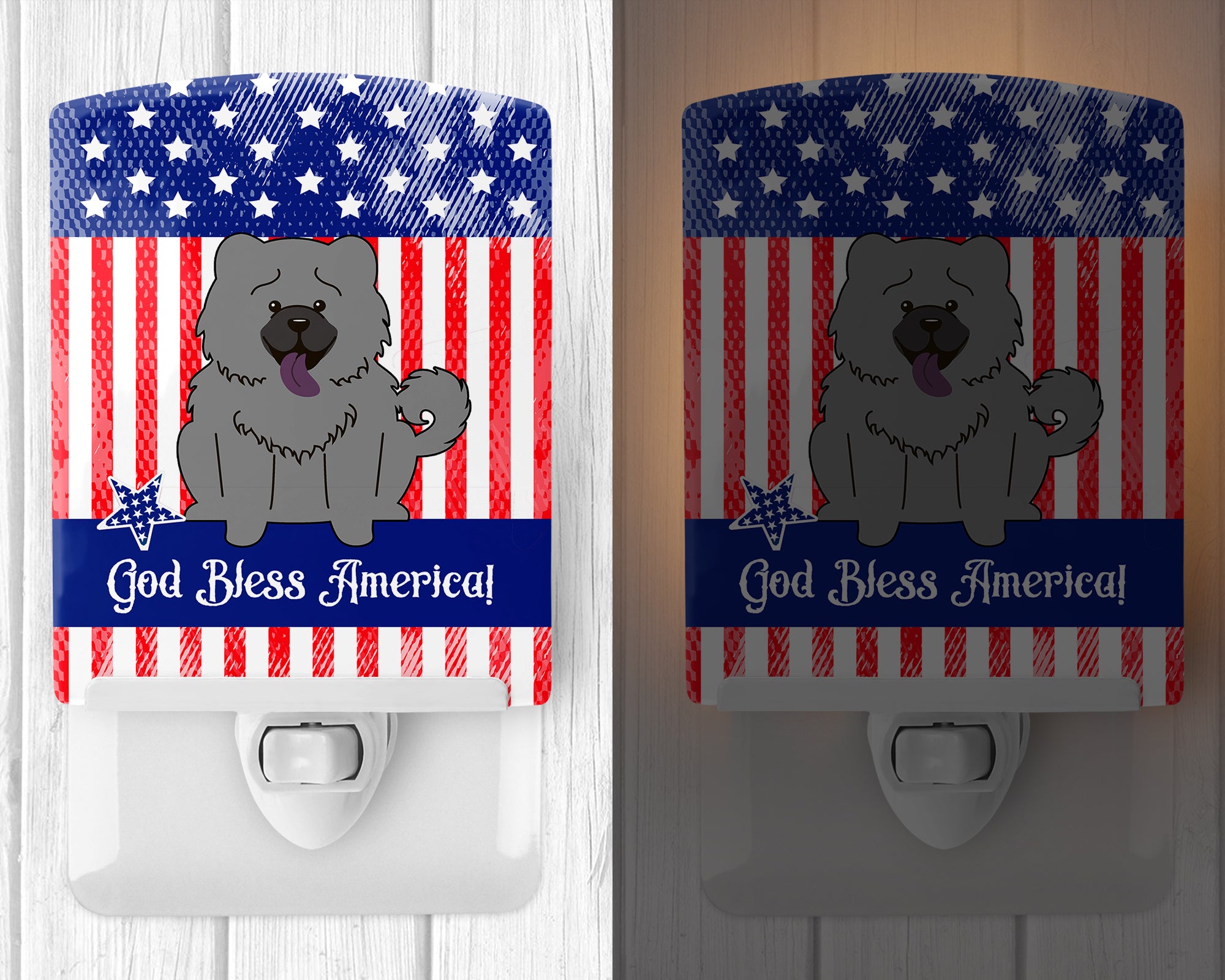 Patriotic USA Chow Chow Blue Ceramic Night Light BB3134CNL - the-store.com