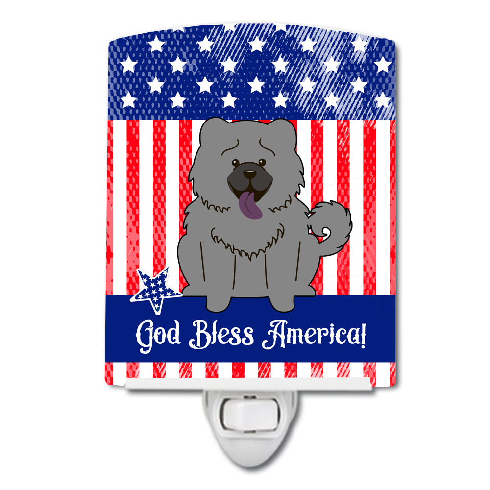 Patriotic USA Chow Chow Blue Ceramic Night Light BB3134CNL - the-store.com