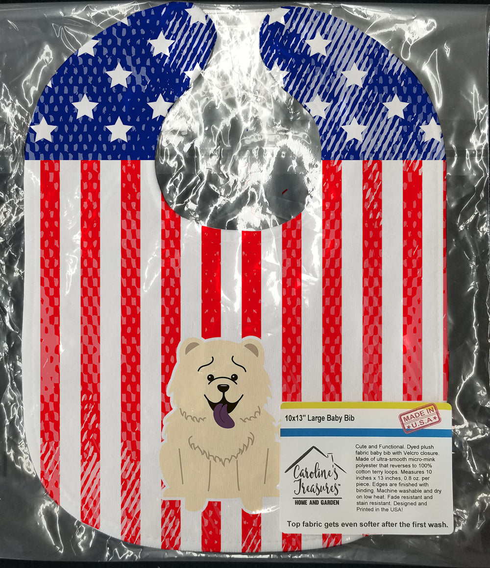 Patriotic USA Chow Chow White Baby Bib BB3135BIB - the-store.com