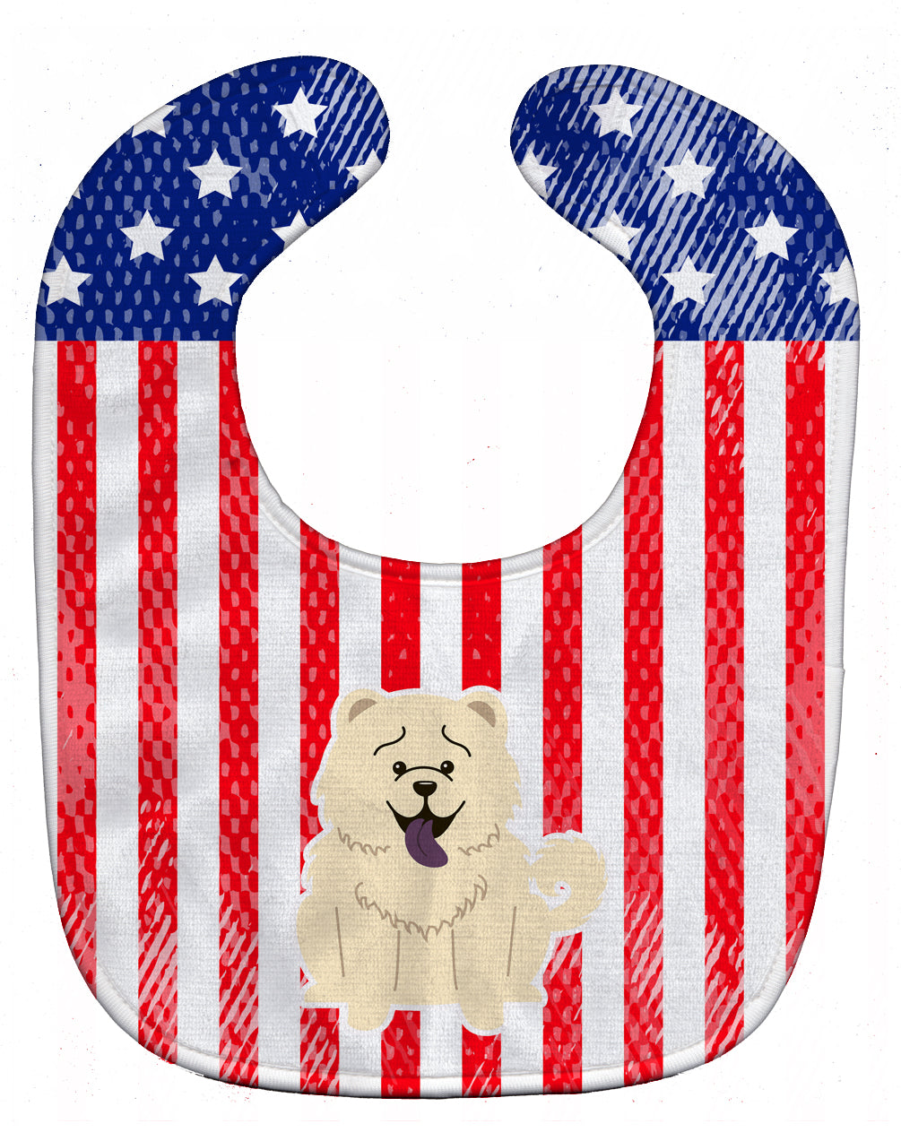 Patriotic USA Chow Chow White Baby Bib BB3135BIB - the-store.com