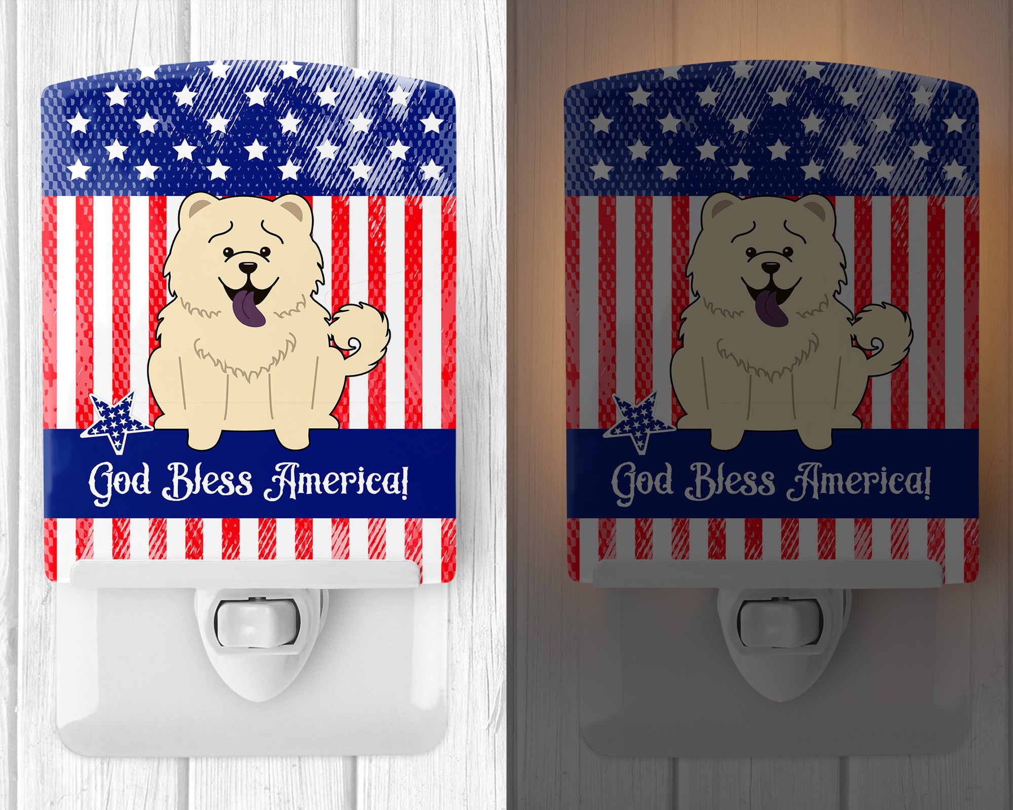 Patriotic USA Chow Chow White Ceramic Night Light BB3135CNL - the-store.com