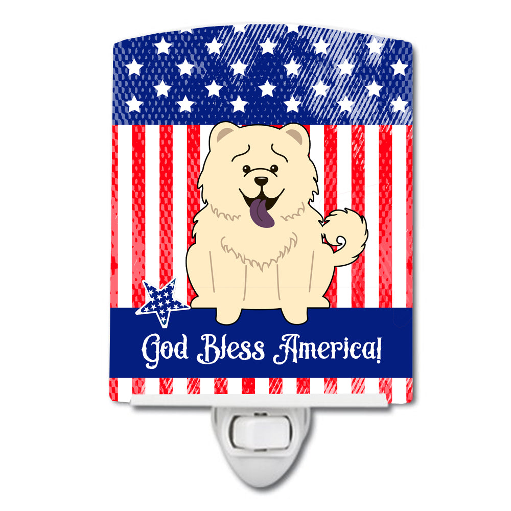 Patriotic USA Chow Chow White Ceramic Night Light BB3135CNL - the-store.com