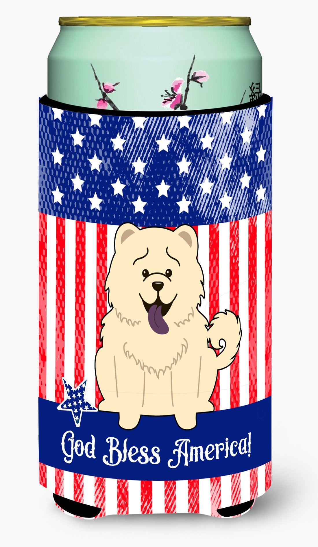 Patriotic USA Chow Chow White Tall Boy Beverage Insulator Hugger BB3135TBC by Caroline's Treasures