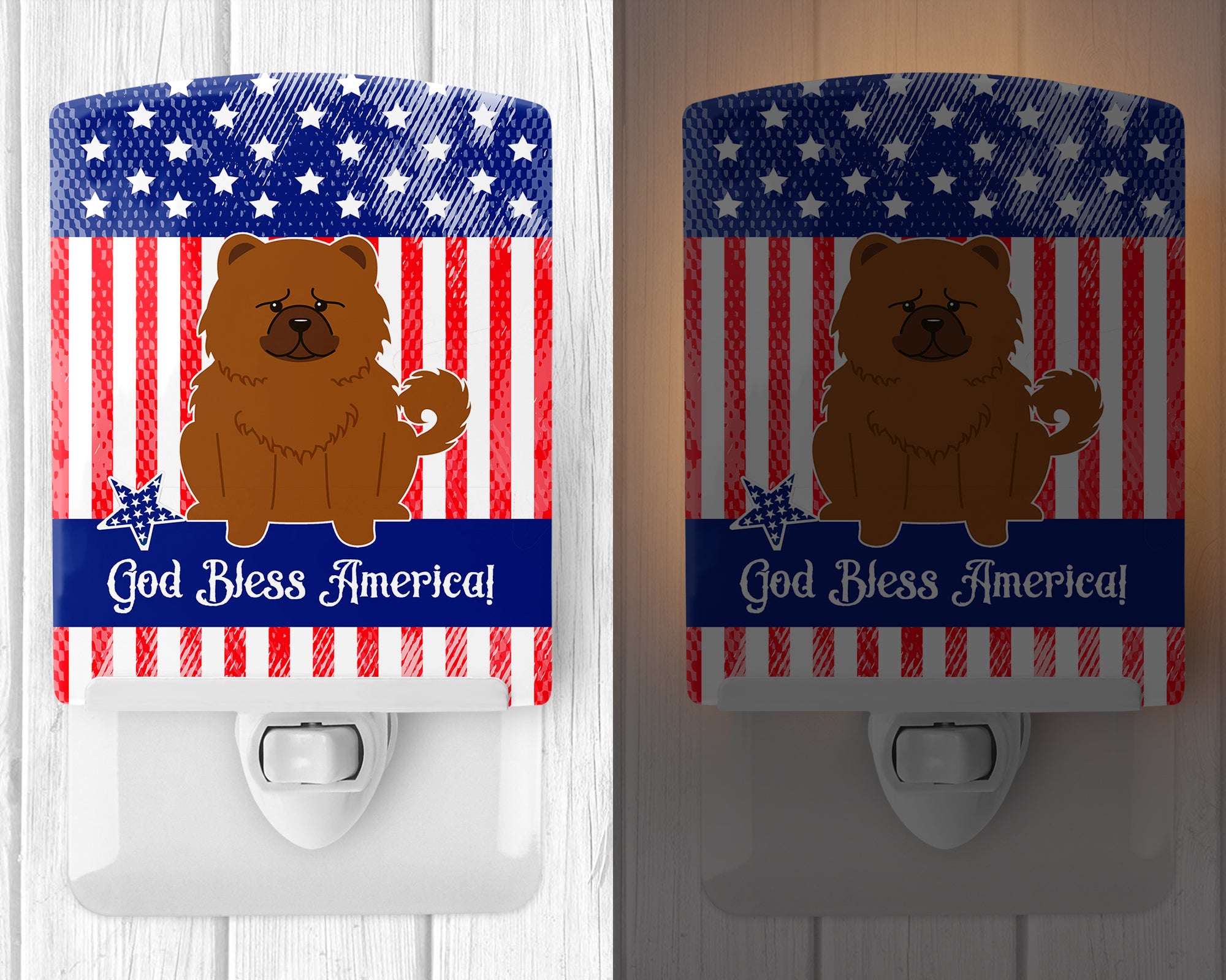 Patriotic USA Chow Chow Red Ceramic Night Light BB3137CNL - the-store.com