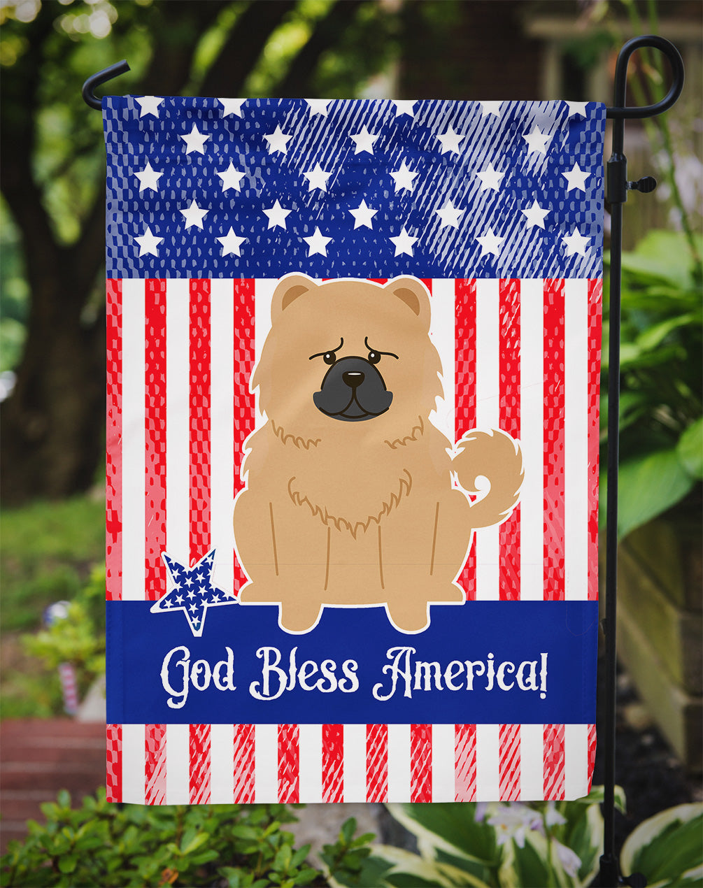 Patriotic USA Chow Chow Cream Flag Garden Size BB3139GF  the-store.com.