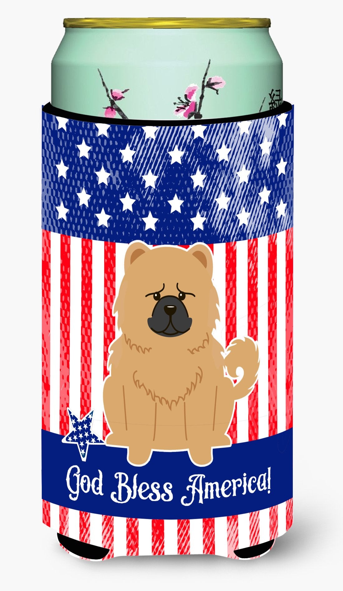 Patriotic USA Chow Chow Cream Tall Boy Beverage Insulator Hugger by Caroline's Treasures