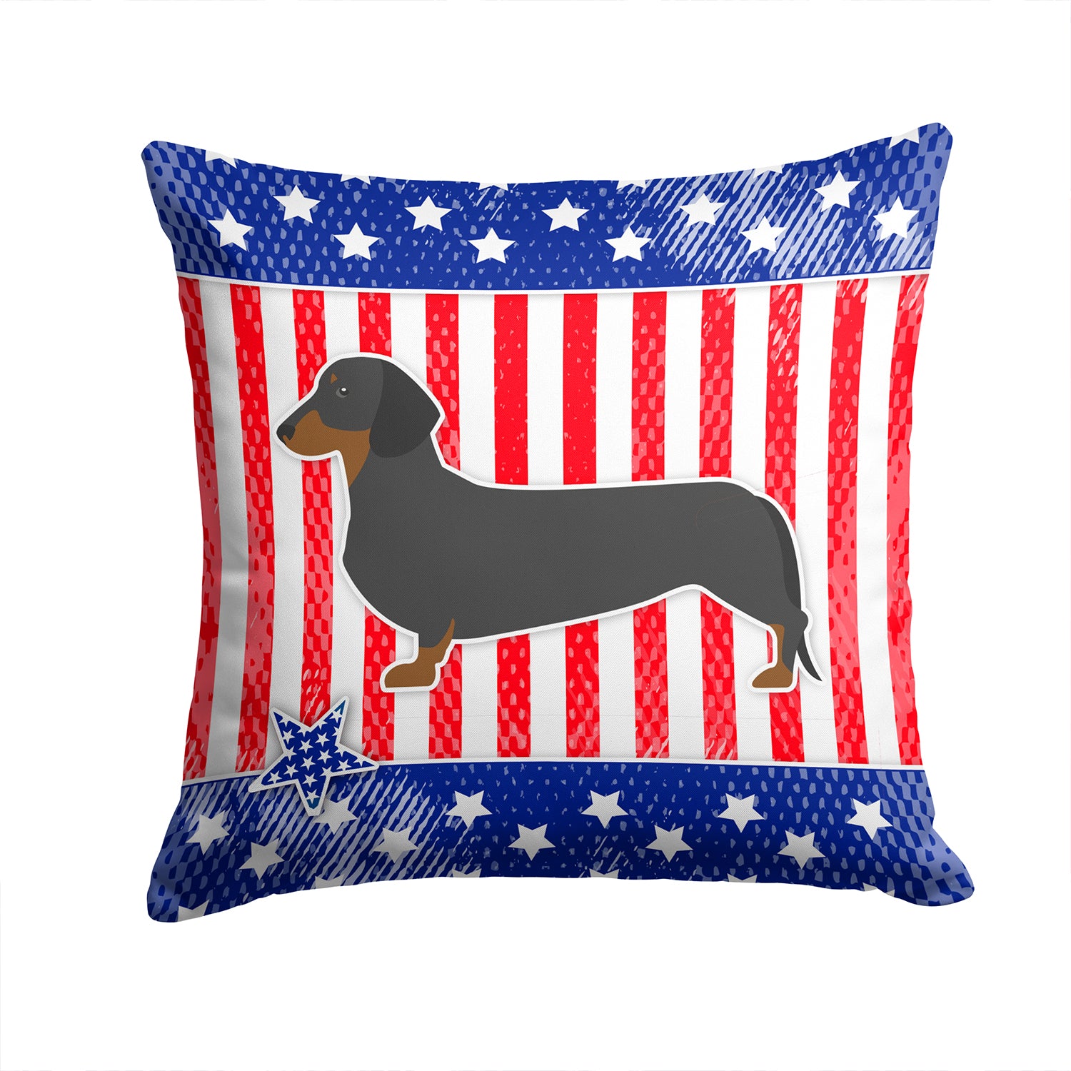 USA Patriotic Dachshund Fabric Decorative Pillow BB3282PW1414 - the-store.com