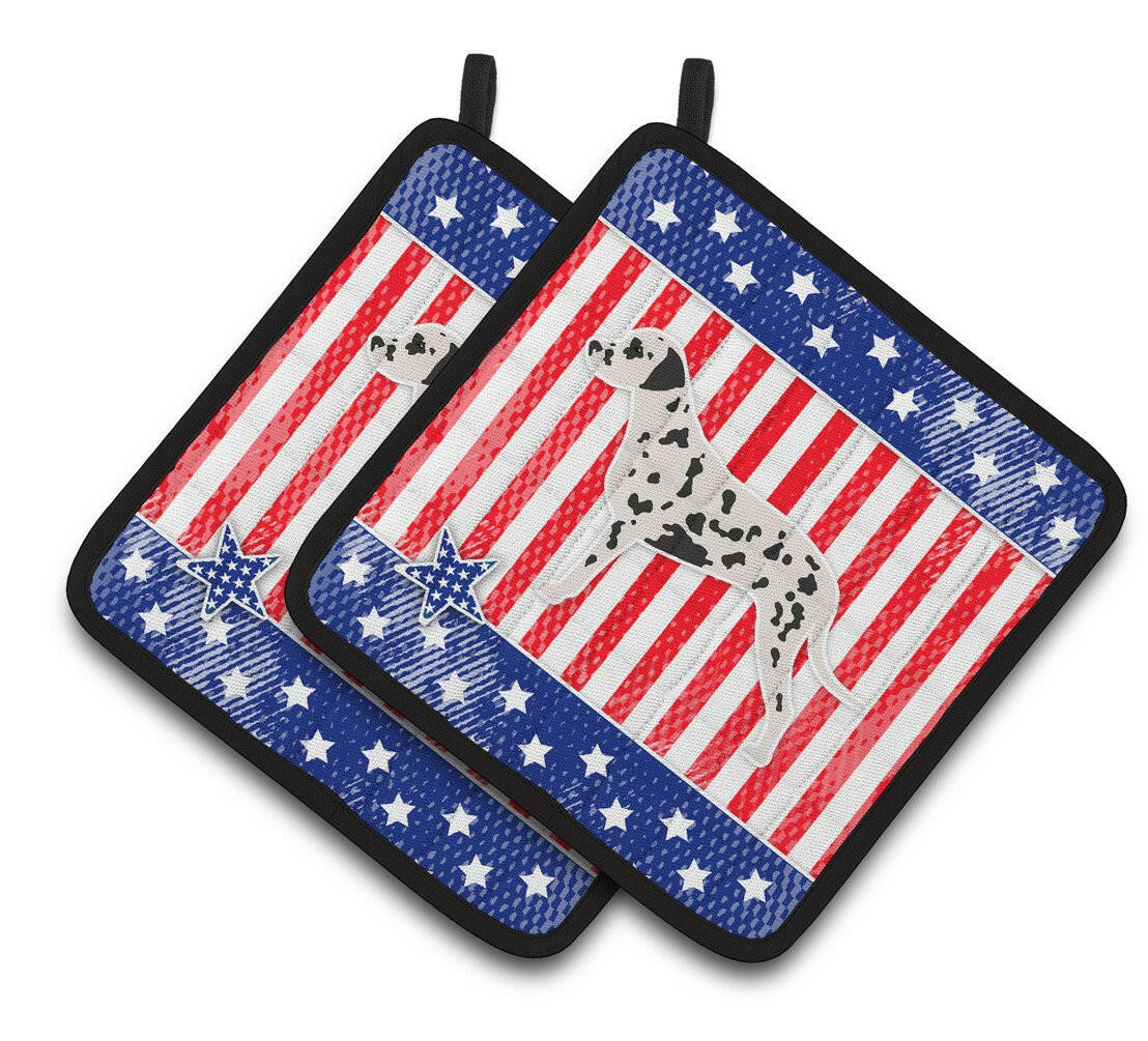 USA Patriotic Dalmatian Pair of Pot Holders BB3283PTHD by Caroline&#39;s Treasures