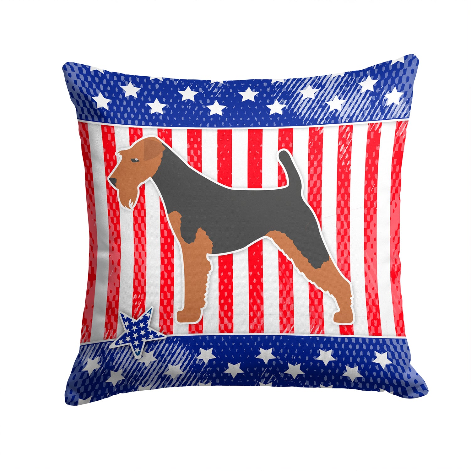 USA Patriotic Welsh Terrier Fabric Decorative Pillow BB3285PW1414 - the-store.com