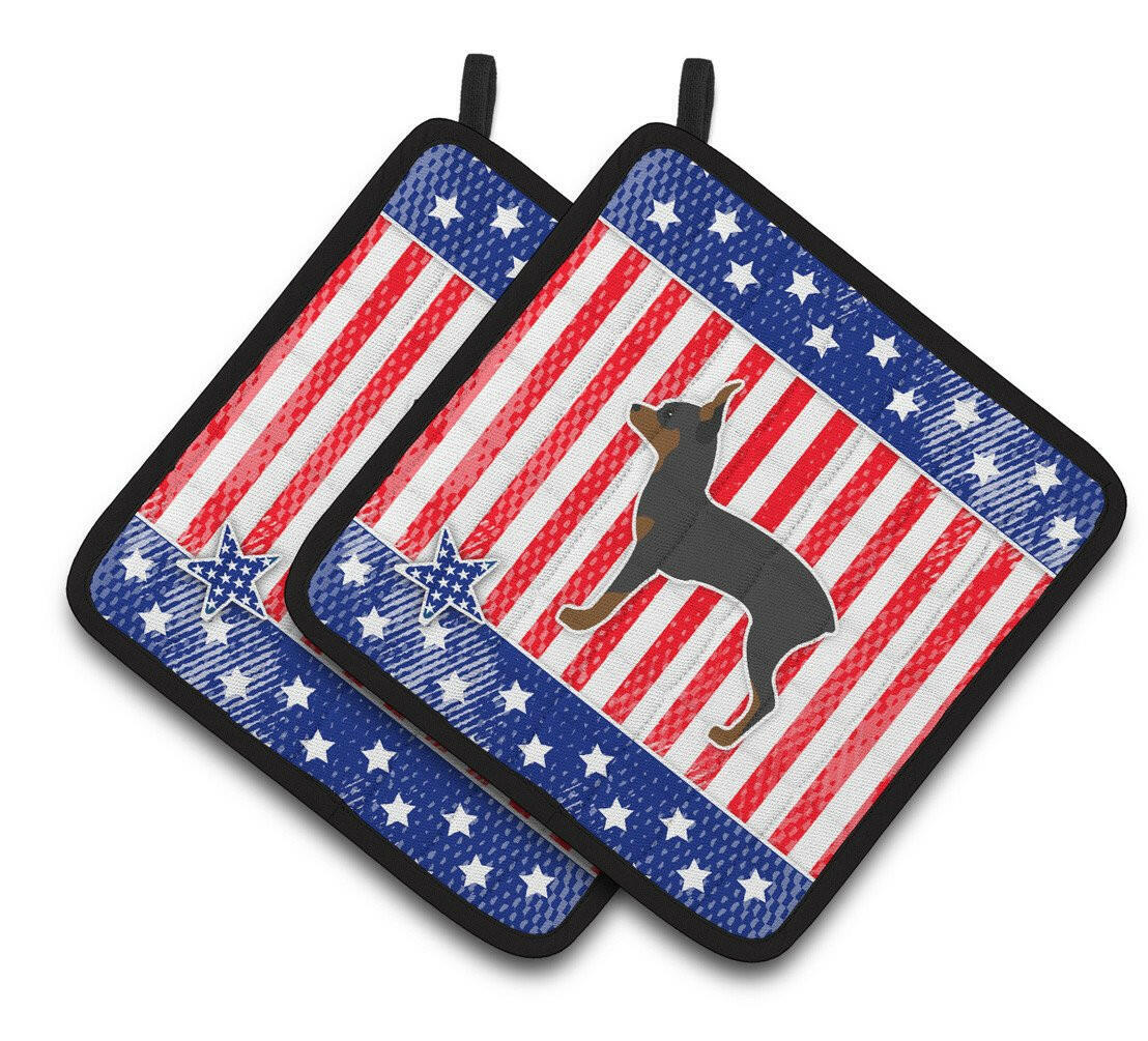 USA Patriotic Toy Fox Terrier Pair of Pot Holders BB3287PTHD by Caroline's Treasures