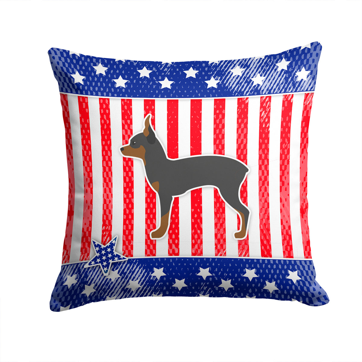 USA Patriotic Toy Fox Terrier Fabric Decorative Pillow BB3287PW1414 - the-store.com