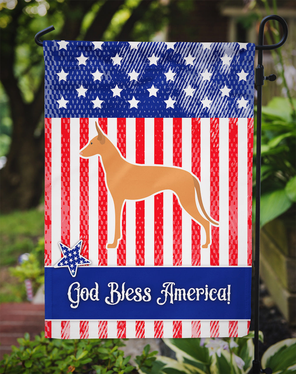 USA Patriotic Pharaoh Hound Flag Garden Size BB3288GF  the-store.com.