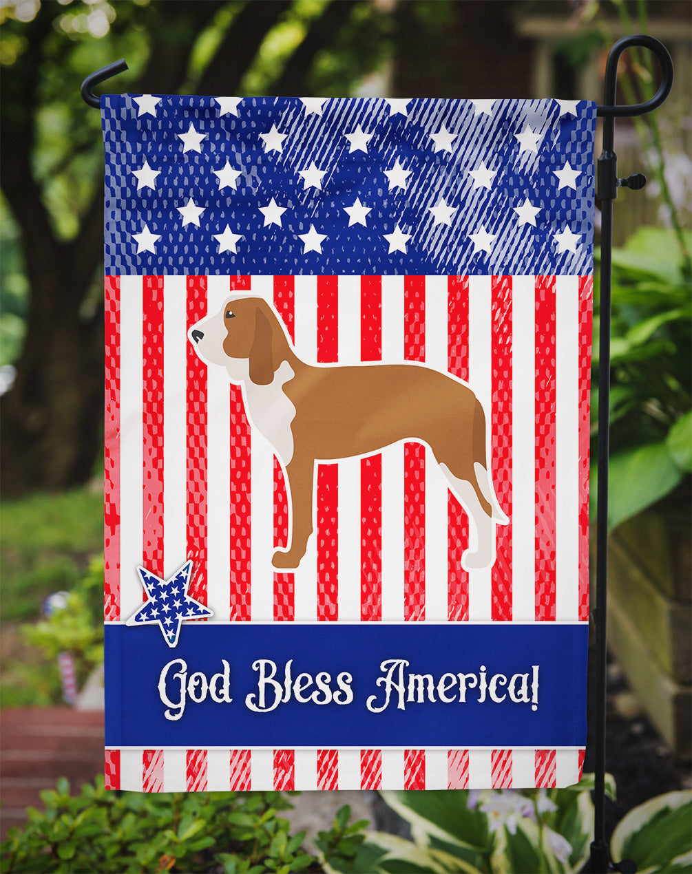 USA Patriotic Spanish Hound Flag Garden Size BB3291GF  the-store.com.