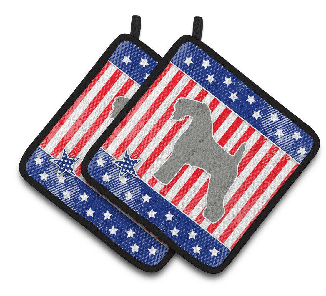 USA Patriotic Kerry Blue Terrier Pair of Pot Holders BB3292PTHD by Caroline's Treasures