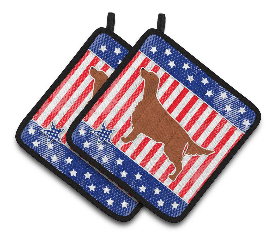 IUSA Patriotic rish Setter Pair of Pot Holders BB3293PTHD by Caroline's Treasures