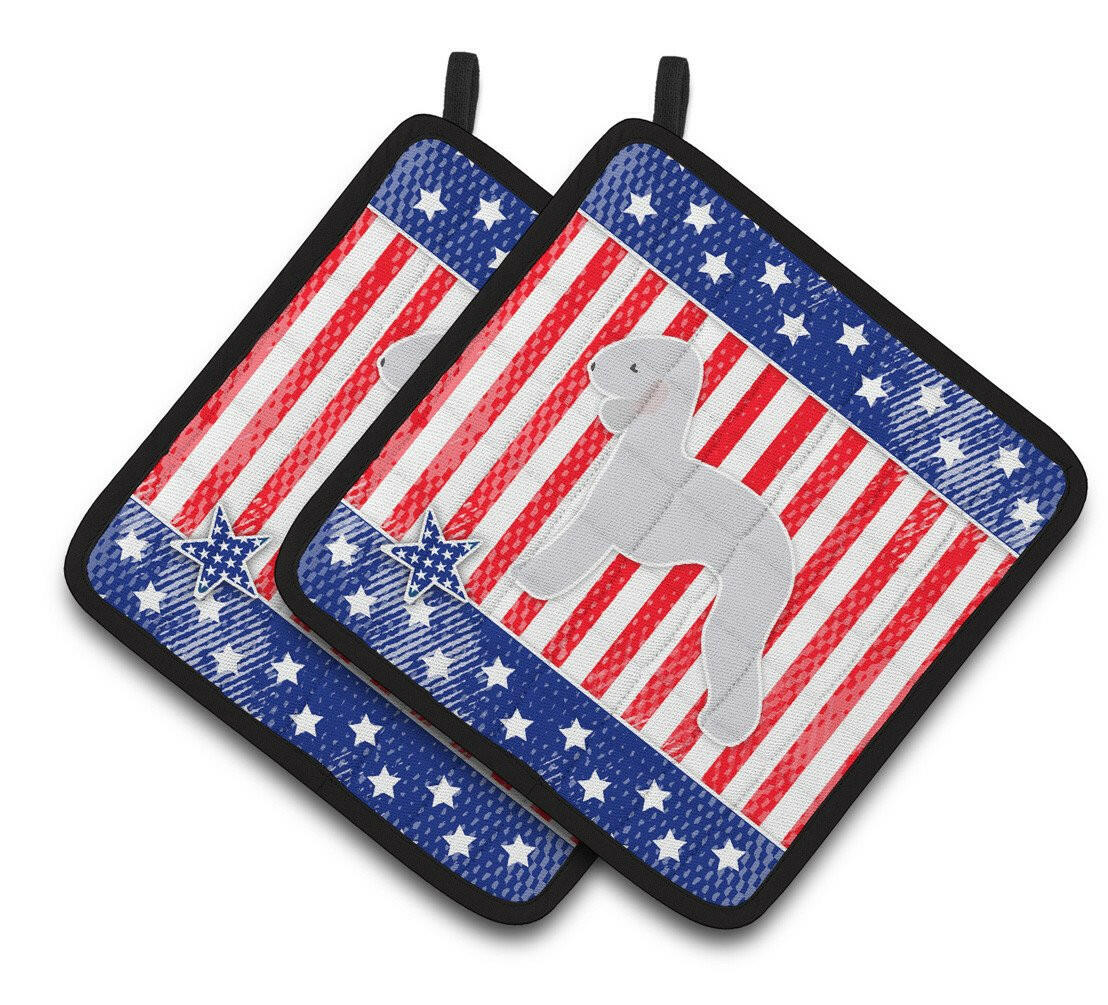 USA Patriotic Bedlington Terrier Pair of Pot Holders BB3294PTHD by Caroline's Treasures