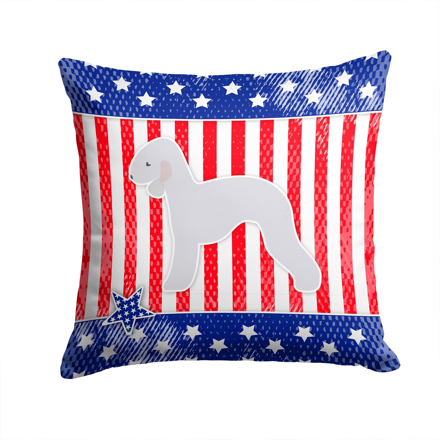 USA Patriotic Bedlington Terrier Fabric Decorative Pillow BB3294PW1414 - the-store.com