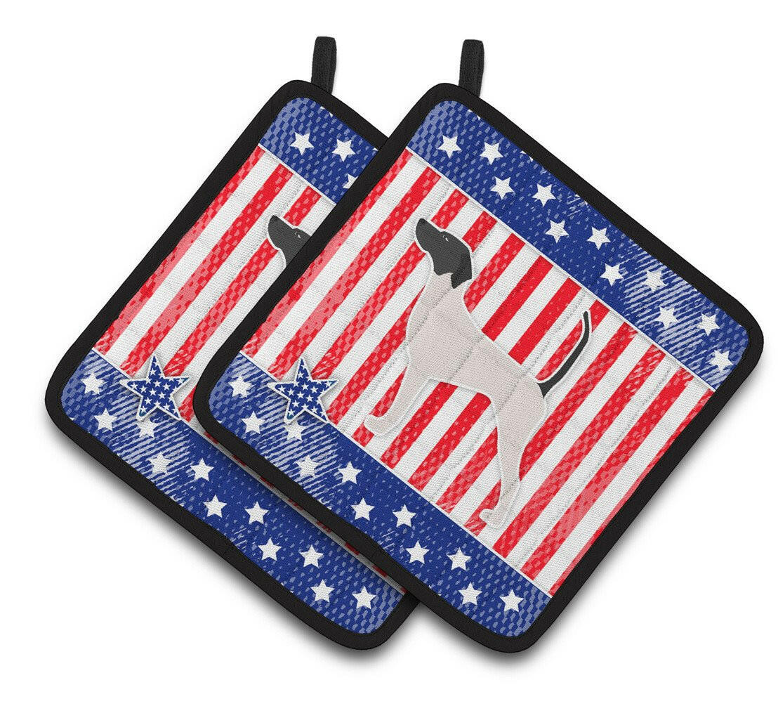 USA Patriotic English Pointer Pair of Pot Holders BB3295PTHD by Caroline's Treasures