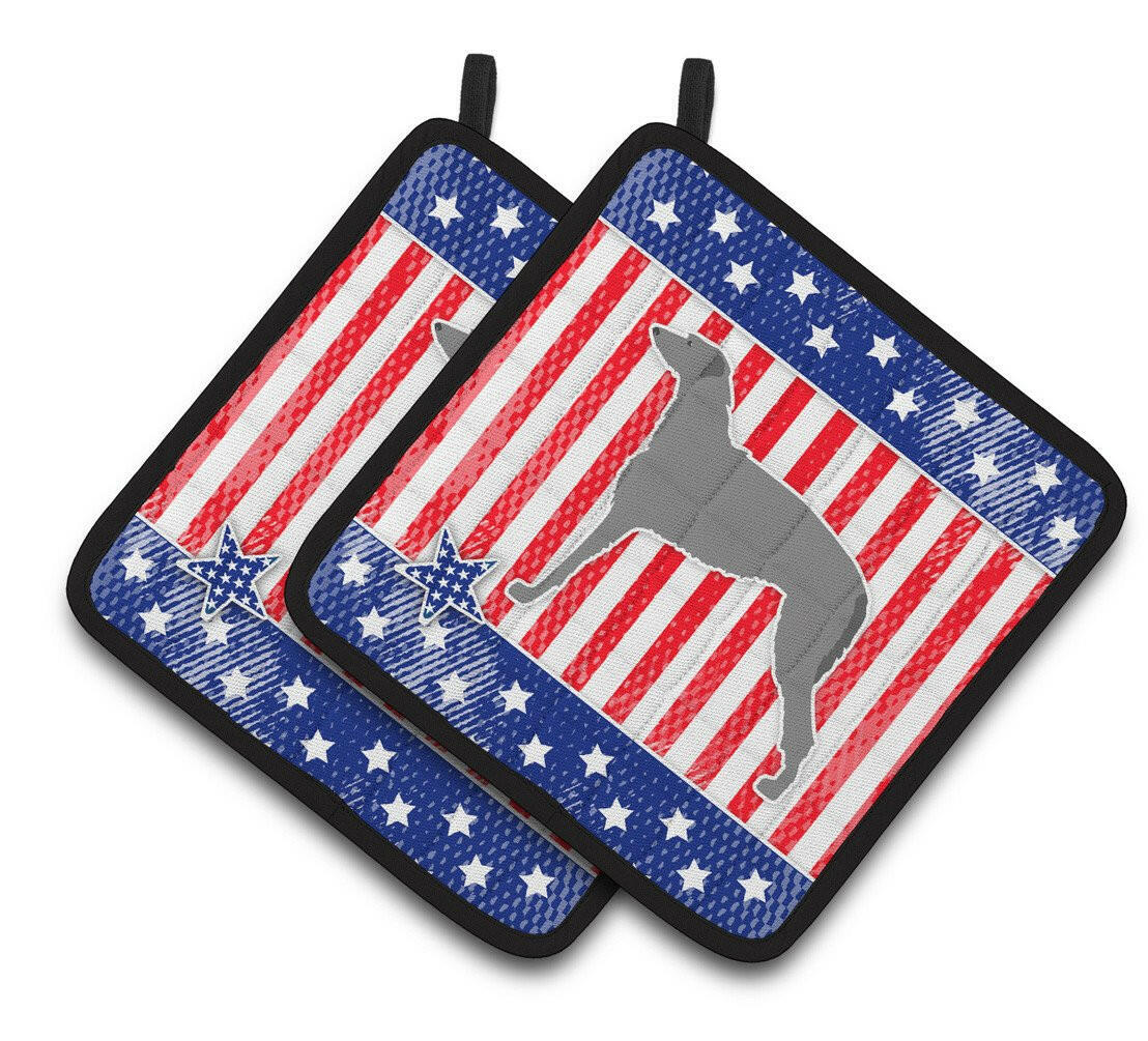 USA Patriotic Scottish Deerhound Pair of Pot Holders BB3296PTHD by Caroline's Treasures