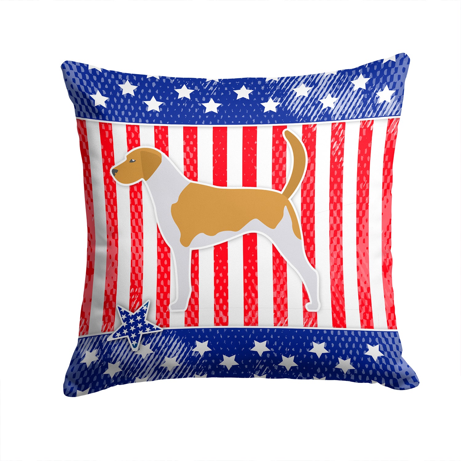 USA Patriotic American Foxhound Fabric Decorative Pillow BB3298PW1414 - the-store.com