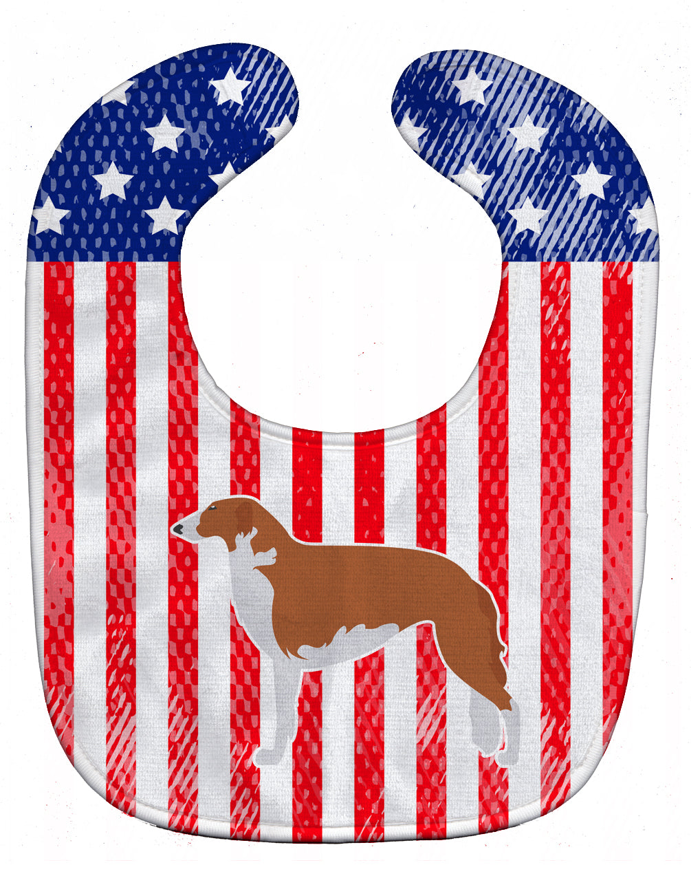 USA Patriotic Borzoi Russian Greyhound Baby Bib BB3299BIB - the-store.com