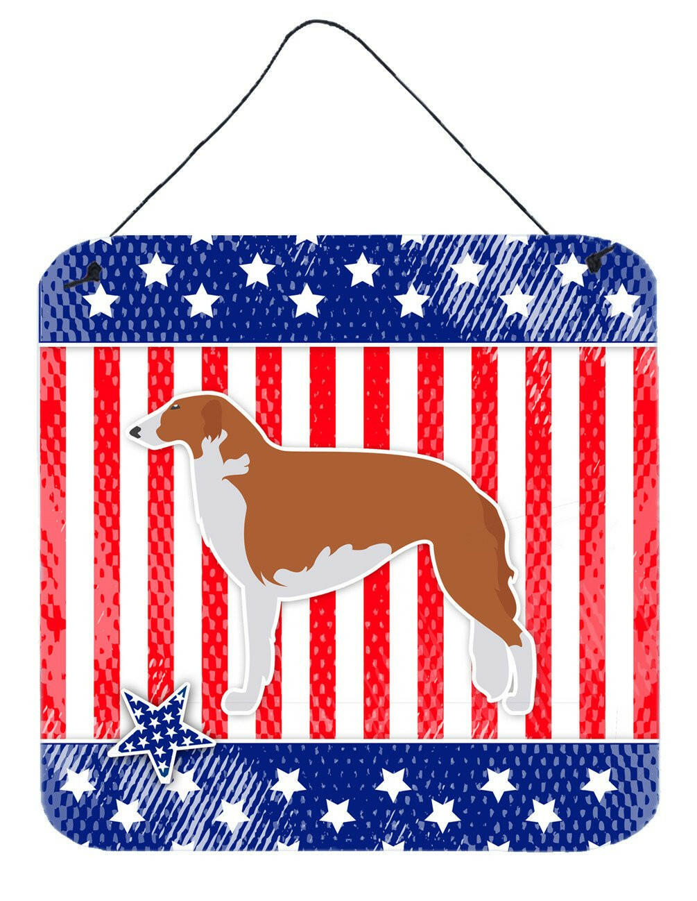 USA Patriotic Borzoi Russian Greyhound Wall or Door Hanging Prints BB3299DS66 by Caroline's Treasures