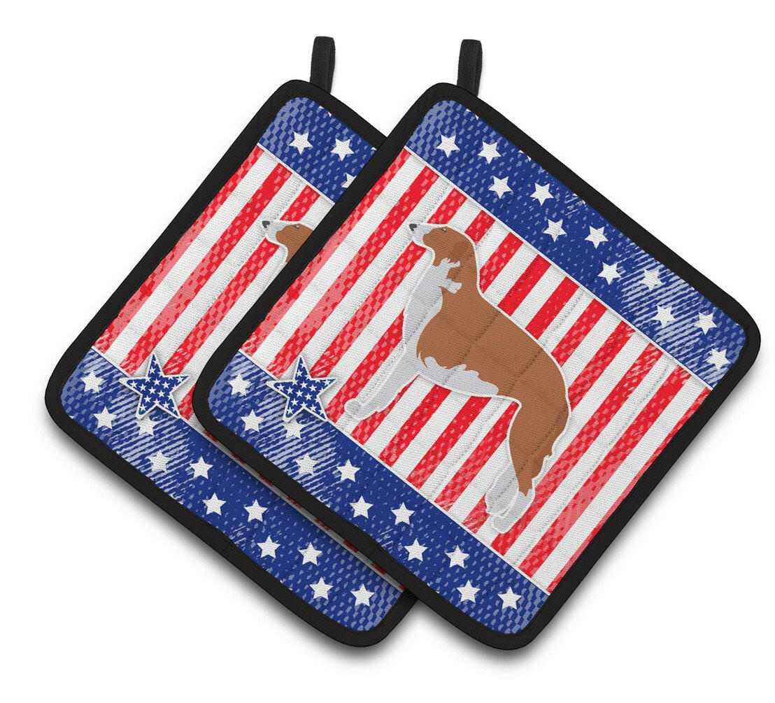 USA Patriotic Borzoi Russian Greyhound Pair of Pot Holders BB3299PTHD by Caroline's Treasures