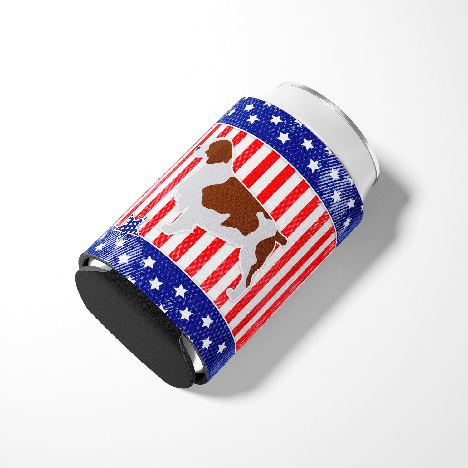 USA Patriotic Welsh Springer Spaniel Can or Bottle Hugger BB3300CC  the-store.com.