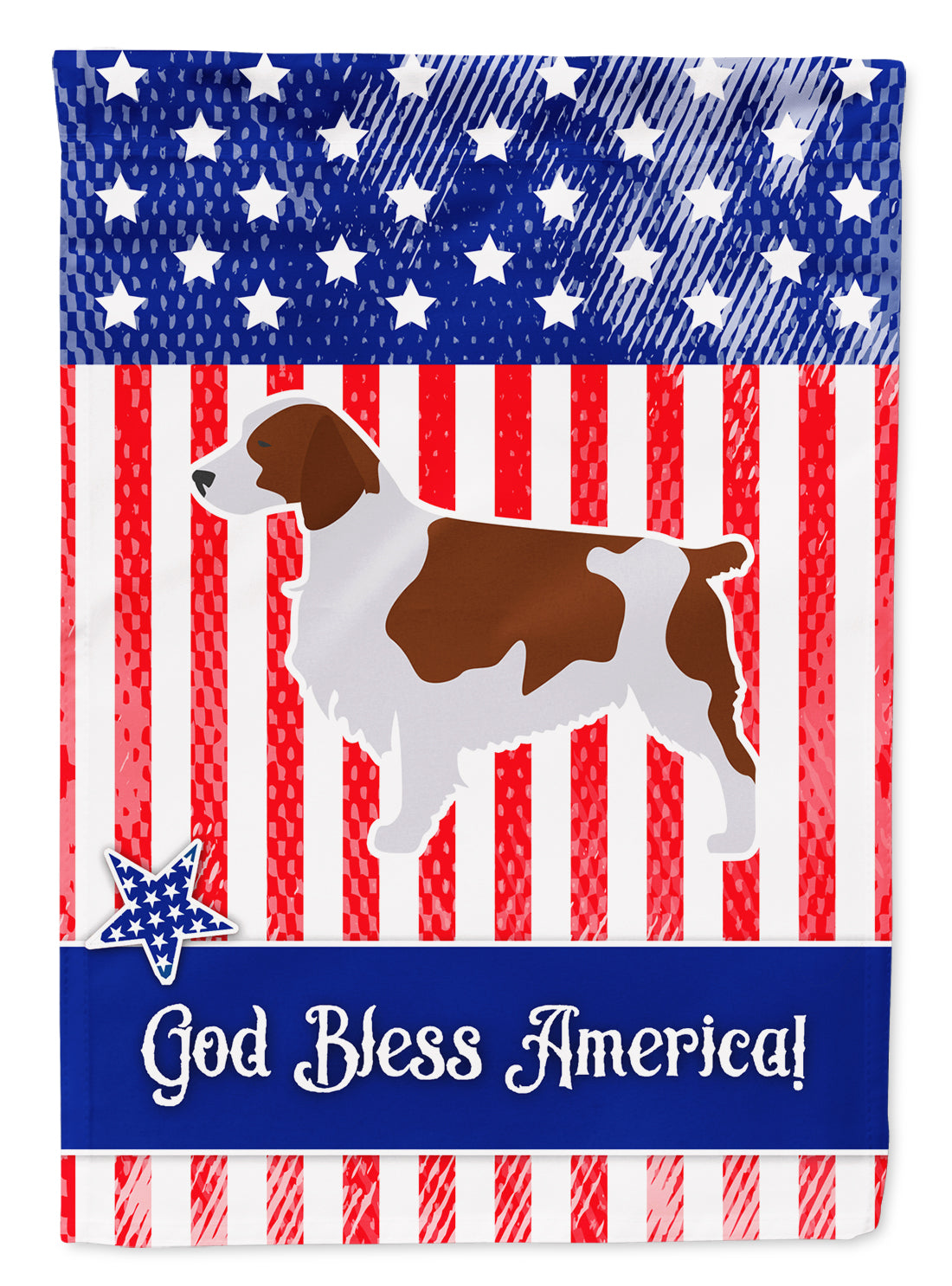 USA Patriotic Welsh Springer Spaniel Flag Garden Size BB3300GF  the-store.com.