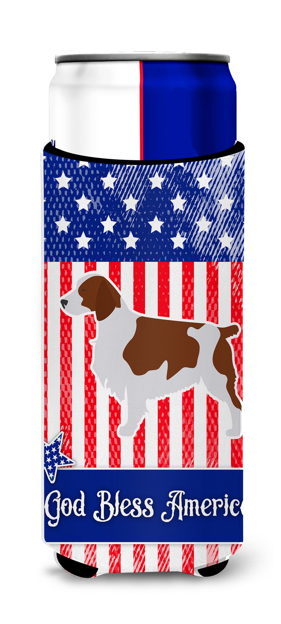 USA Patriotic Welsh Springer Spaniel  Ultra Hugger for slim cans BB3300MUK  the-store.com.