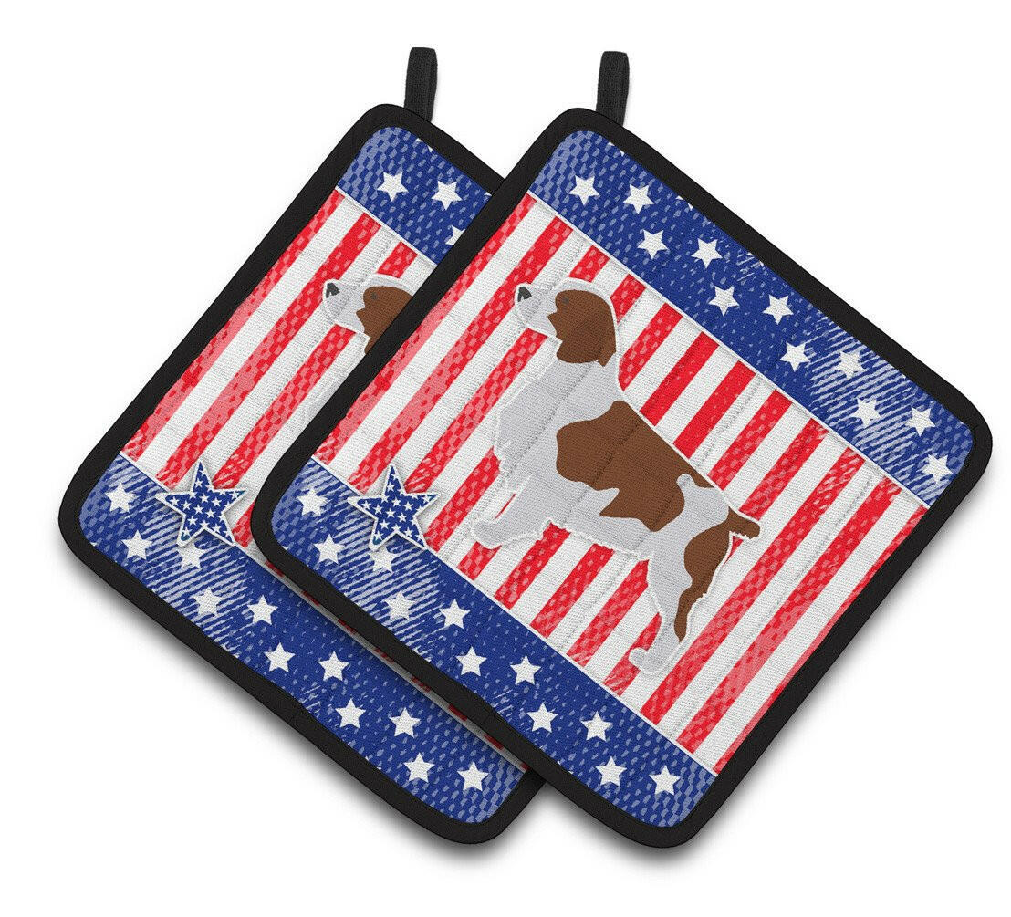 USA Patriotic Welsh Springer Spaniel Pair of Pot Holders BB3300PTHD by Caroline&#39;s Treasures