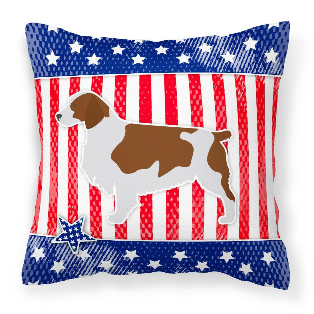 USA Patriotic Welsh Springer Spaniel Fabric Decorative Pillow BB3300PW1818 by Caroline's Treasures