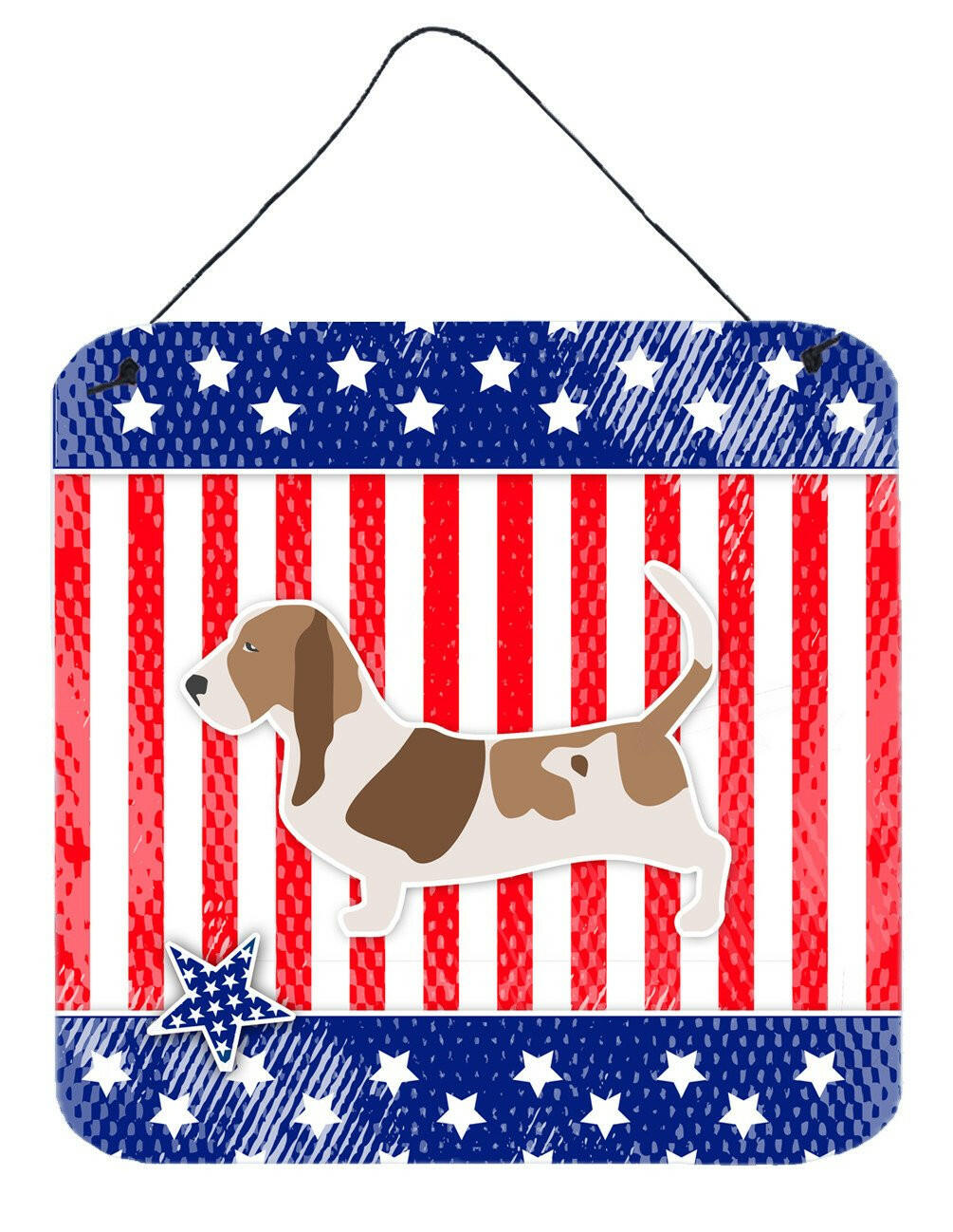 USA Patriotic Basset Hound Wall or Door Hanging Prints BB3302DS66 by Caroline's Treasures