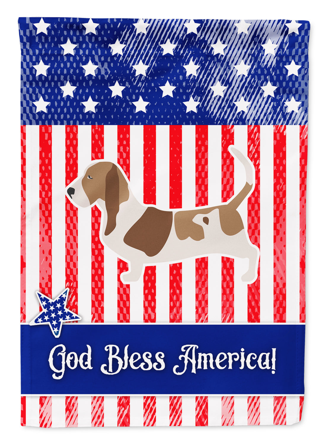 USA Patriotic Basset Hound Flag Garden Size BB3302GF  the-store.com.