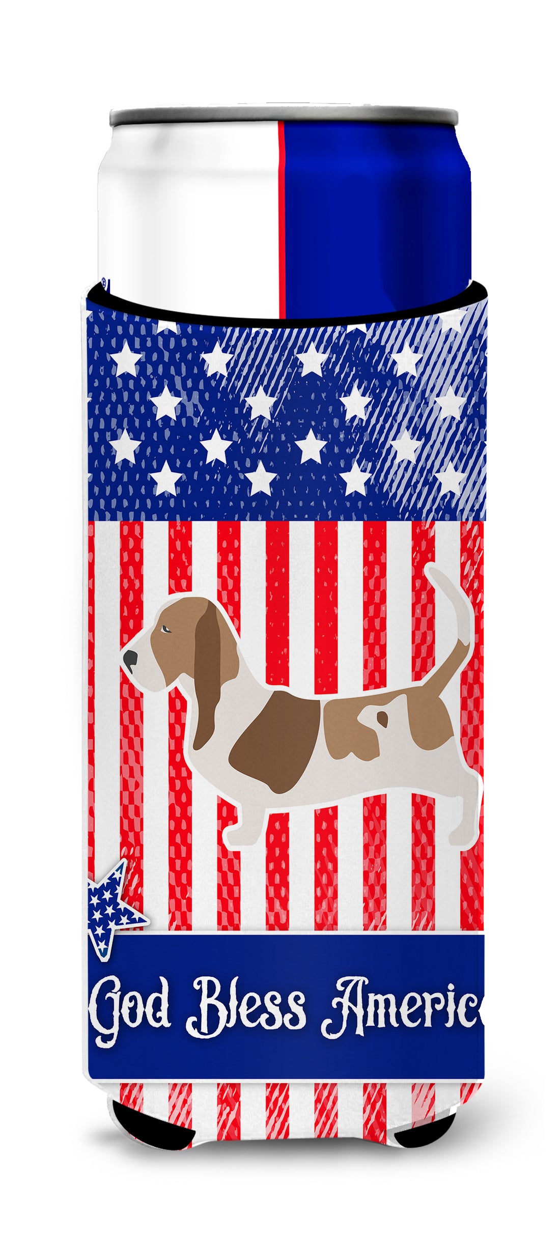 USA Patriotic Basset Hound  Ultra Hugger for slim cans BB3302MUK  the-store.com.