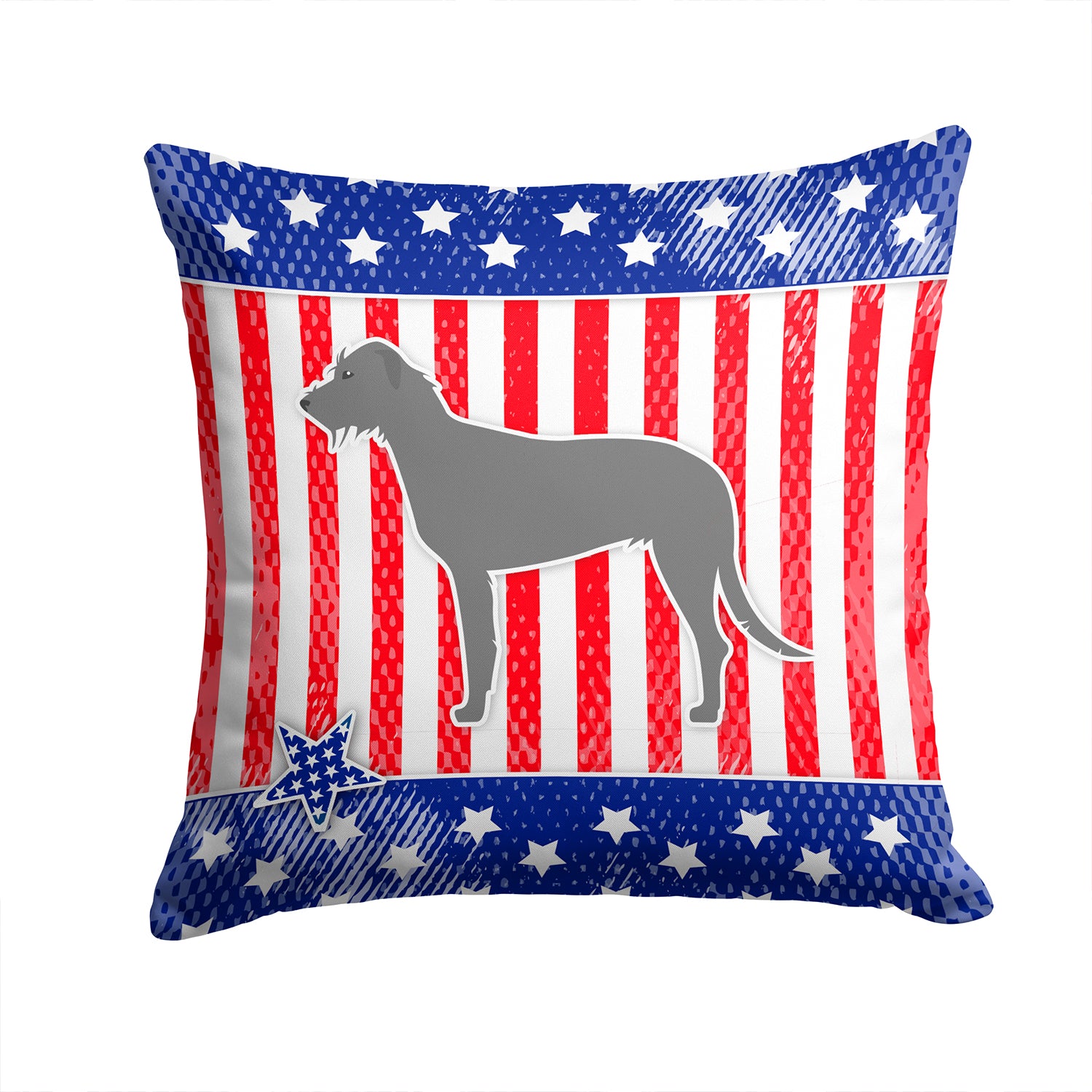 USA Patriotic Irish Wolfhound Fabric Decorative Pillow BB3303PW1414 - the-store.com