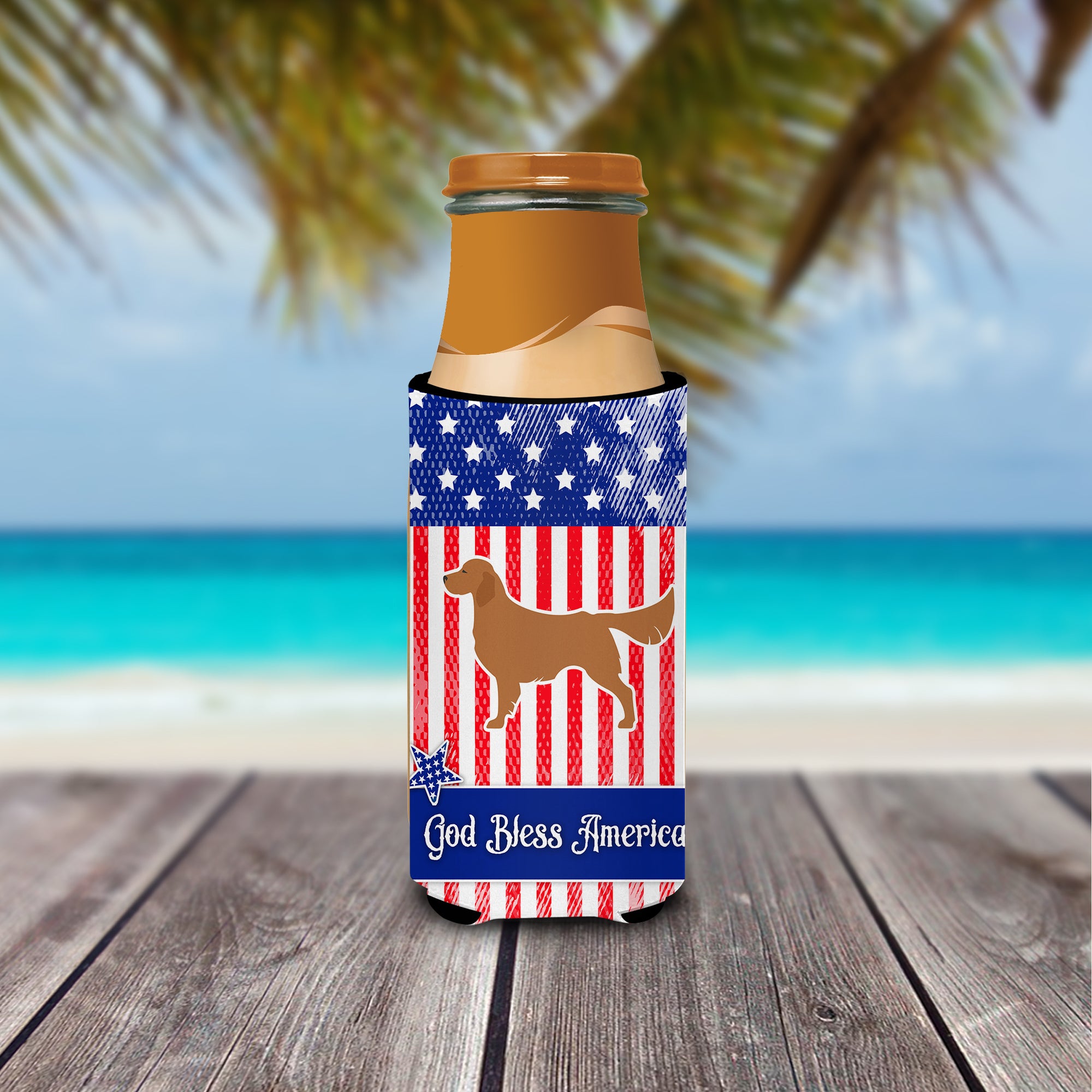 USA Patriotic Golden Retriever  Ultra Hugger for slim cans BB3304MUK  the-store.com.