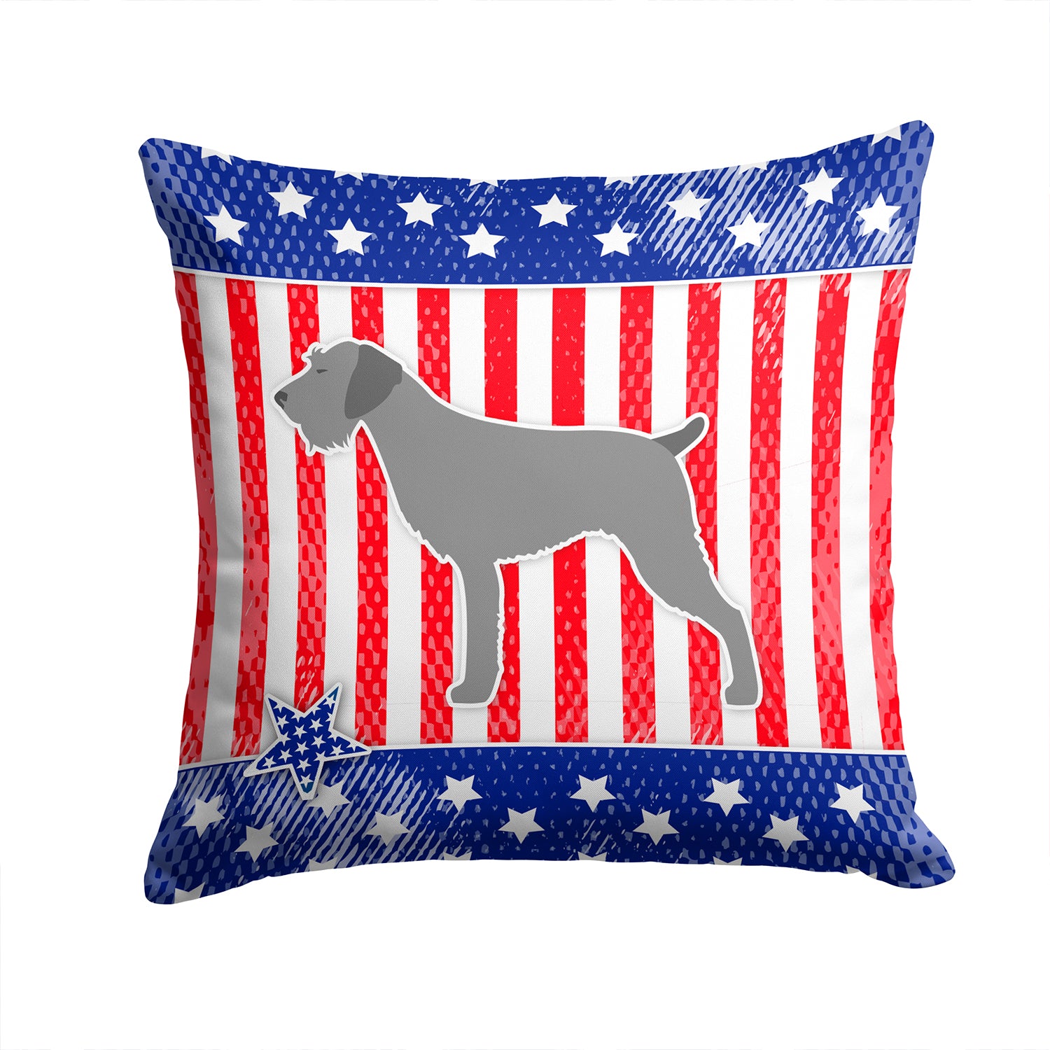 USA Patriotic German Wirehaired Pointer Fabric Decorative Pillow BB3311PW1414 - the-store.com