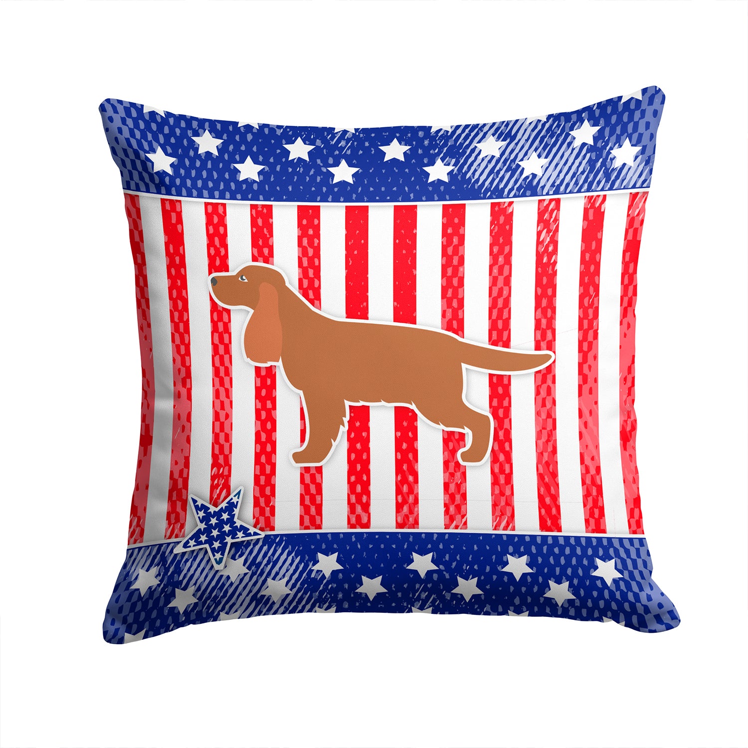 USA Patriotic English Cocker Spaniel Fabric Decorative Pillow BB3312PW1414 - the-store.com