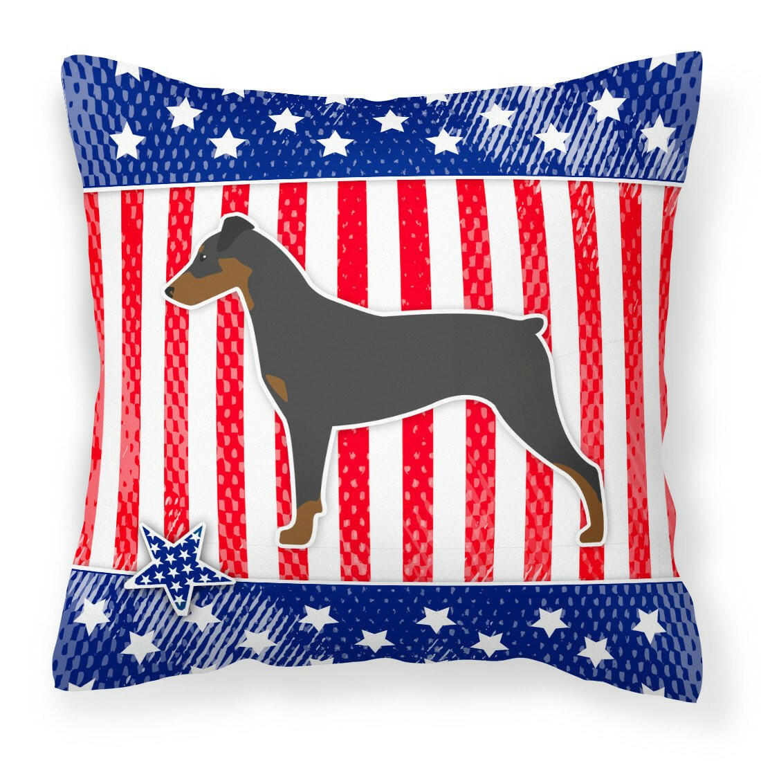 USA Patriotic German Pinscher Fabric Decorative Pillow BB3313PW1818 by Caroline's Treasures