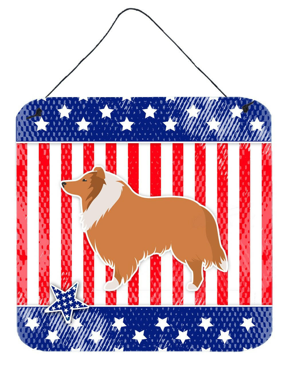 USA Patriotic Collie Wall or Door Hanging Prints BB3316DS66 by Caroline's Treasures